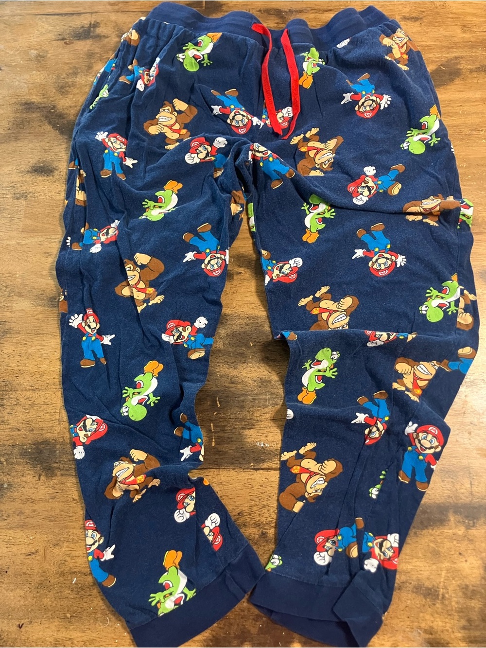Nintendo Navy Blue Super Mario Men’s Pajama Pants with Red Drawstring